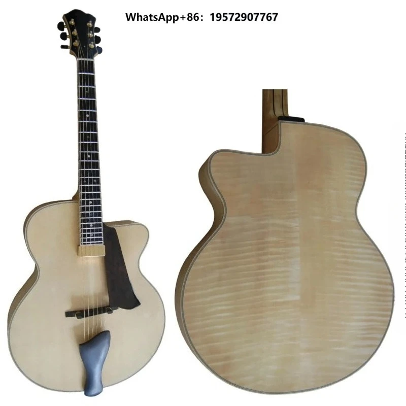 Fully Handmade 17inch Horizontal Cutaway Archtop Electric  Jazz Guitar