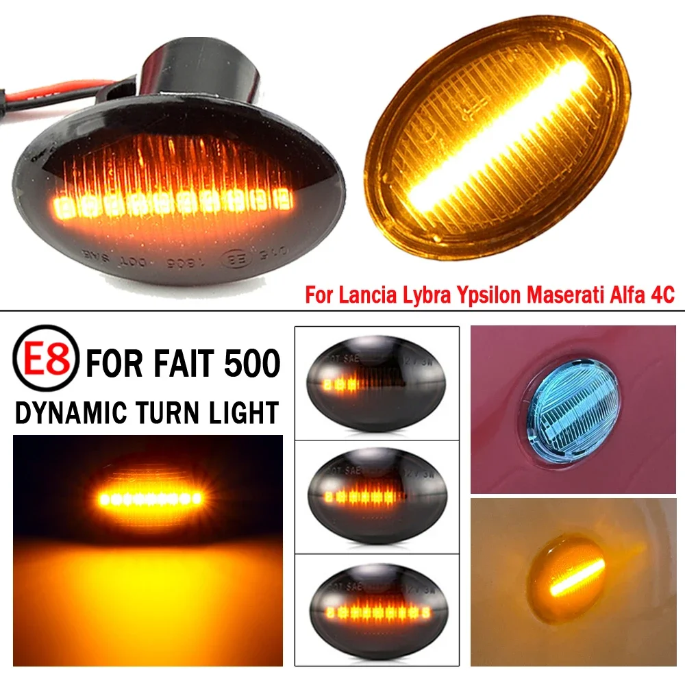 For FIAT 500 Abarth 500 Ford KA Libra Ypsilon, for Maserati GranCabrio, Alfa 4C Dynamic Turn Signal Lights Side Marker Lights