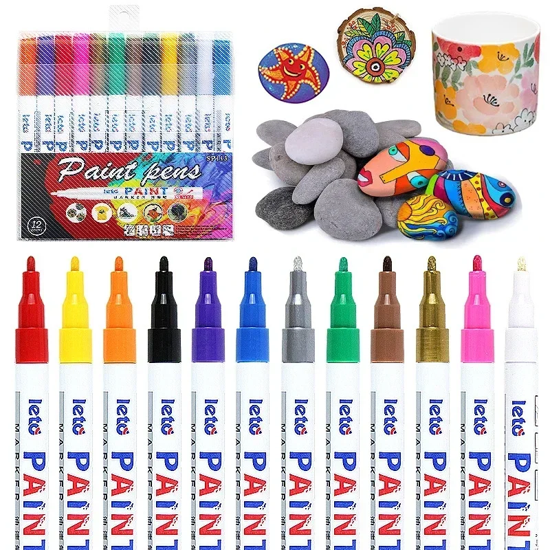 

12 шт., водостойкая ручка для автомобильных колес, маслянистая ручка для авто, резиновая шина, красочная перманентная ручка для рисования, граффити, ручка для рисования, ручка для рисования