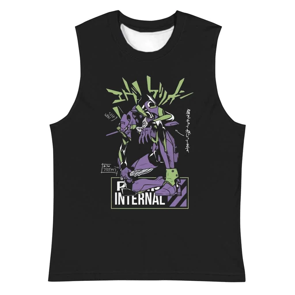 Summer EVA Initial Machine Tank Top New Century Evangelion Anime 3D Printed Sleeveless Loose Sport Men's and Women's Tank Top