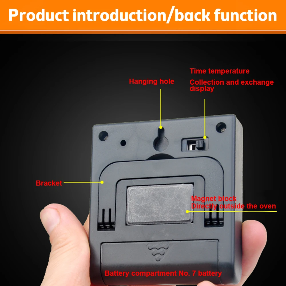 TP700 Mini-Küchenthermometer, digitales Kochthermometer für Fleisch, Lebensmittel, Ofen, Grill, mit Timer-Funktion und Edelstahlsonde – Detail 6