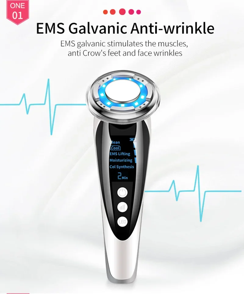 Hot Cool Face Massage LED Photon Skin Care Face Lifting Firming Sonic Vibration Electric Muscle Stimulation Face Beauty Massager