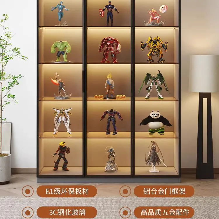 Figure cabinet display cabinet glass door household living room display toy model ornament storage cabinet bookcase lock