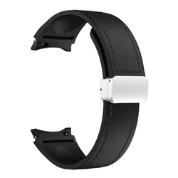 Band for Samsung Galaxy Watch 6 4 Classic 5 Pro 44mm 40mm No Gaps Magnetic Leather+Silicone Correa bracelet Galaxy Watch 6 Strap