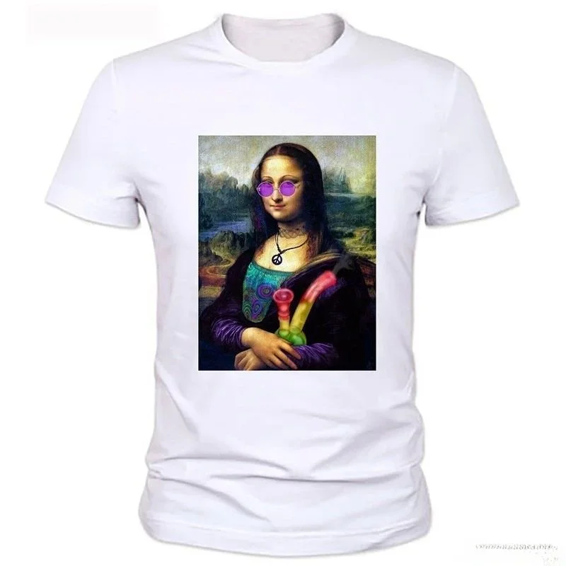 Men's 3D Mona Lisa Print T-Shirt Customizable Design Service Hand-Painted Clothing Unique Fashion Statement