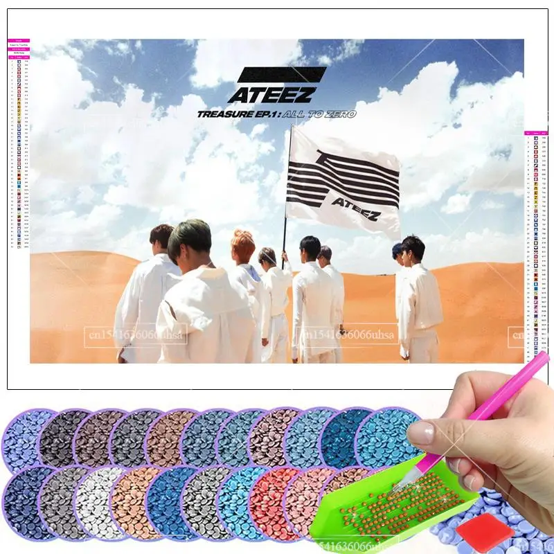 Kpop Ateez Diamond Painting 5D Full Drill Diamond Mosaic Embroidery Rhinestones Cross Stitch Kits Home Decor Wall Art Posters