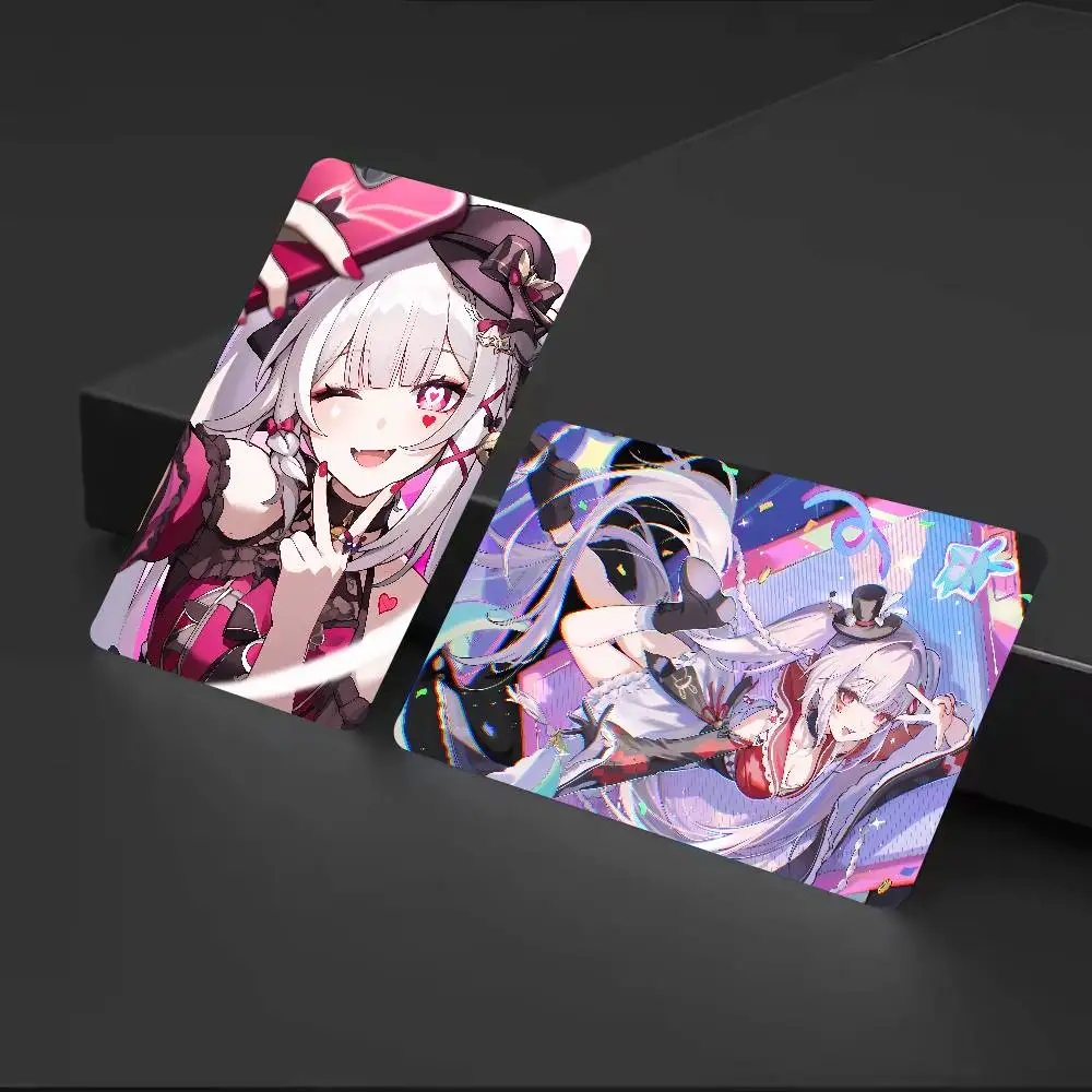 Sparxie Honkai Star Rail Game Card Sticker, Pink Purple Neon Girl Card Skin, Waterproof Debit Card Protector