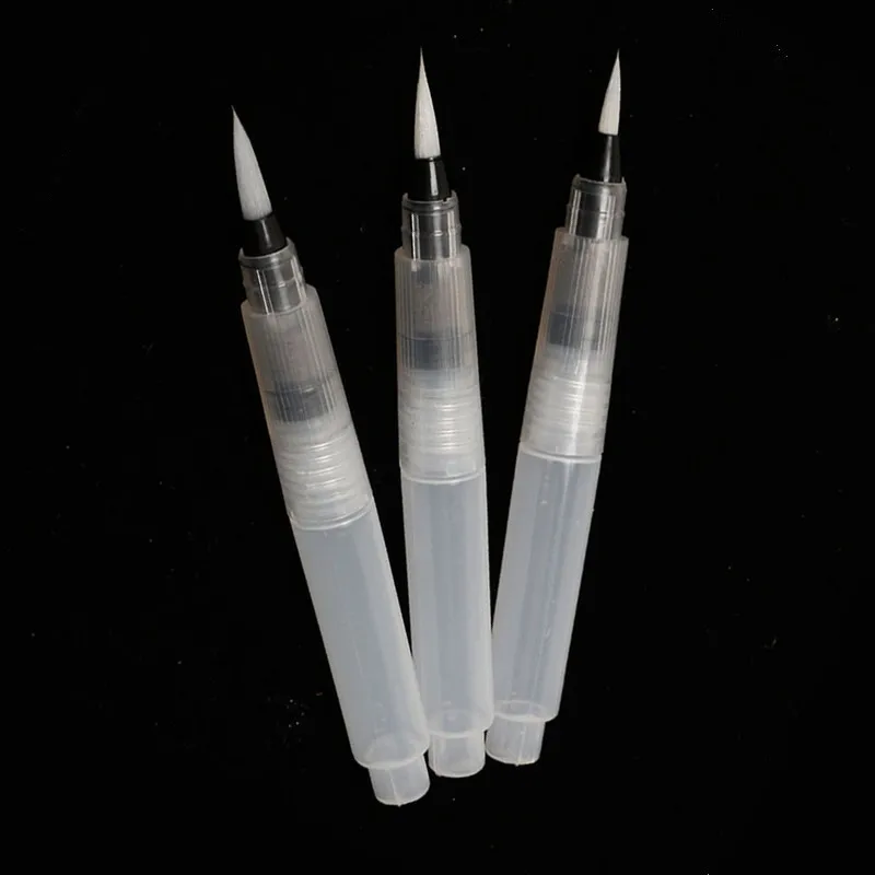 

3pcs 120mm Soft Hair Brush Can Add Ink Water Color Pigment Calligraphy Pen Art Painting Tool Reusable Cake Make Wood Apply Glue
