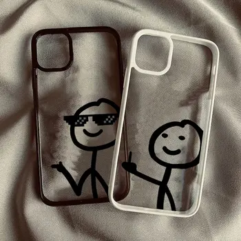 Roztomilý vtipný kryt na telefon s motivem Matchman pro iPhone 17 16 15 Pro Max Pouzdra na iPhone 17 Air 11 12 13 14 Pro Max 14 15 16 Plus XR Průhledný kryt 10 nejlepší prodej odpovídající pouzdra na telefon - №1