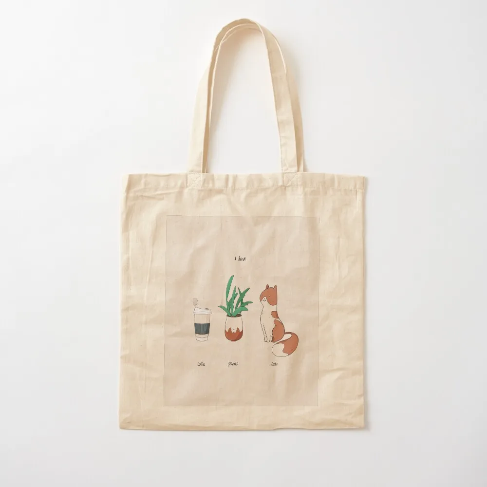 I love coffee plants and cats Tote Bag women bag large tote bag bags woman 2026