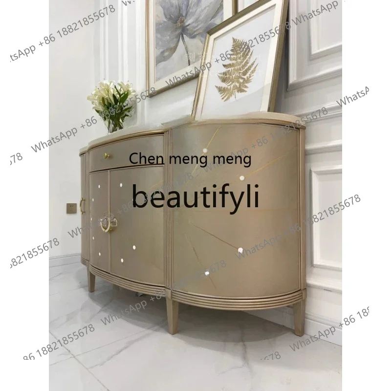 

G Household retro entrance cabinet, small American light luxury gold-painted shell side cabinet