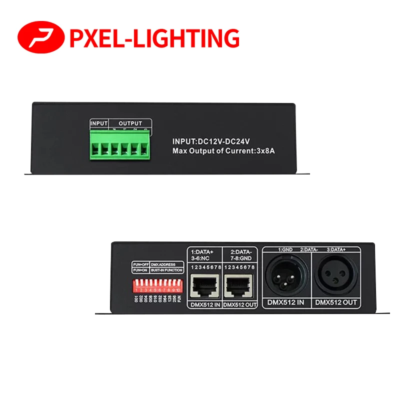 DMX Decoder RGB RGBW LED 3 / 4 canali led DMX512 strisce di LED Controller per RGB,3CH 4CH * 8A DMX PWM RGBW Luce DC12-24V