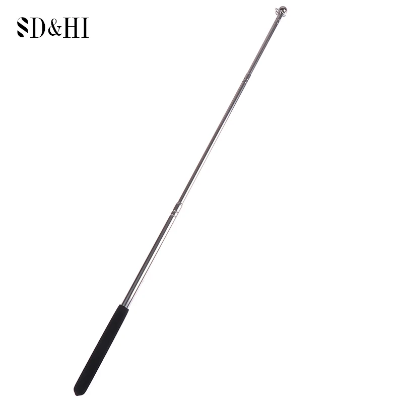 1pcs Black Stretchable Pointer Touch Whiteboard Pen Felt Head Stainless Steel Telescopic Rod Teacher Pointer 1 Meter