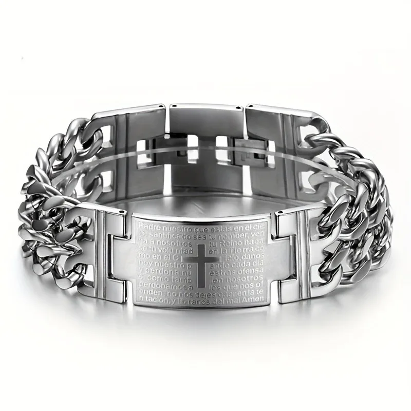 Stylish Men\'s Stainless Steel Cuban Chain Bracelet - Punk Fashion Accessory