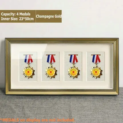 Marco De Exhibición De Medallas De Madera Maciza | Tamaño 26x53 Cm (Interior 23x50 Cm) | Capacidad Para 3, 4, 5 O 6 Medallas | Colores: Negro, Blanco, Caoba, Teca, Madera, Nogal