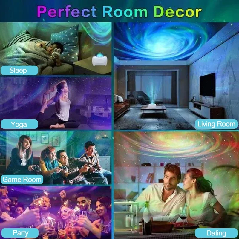 Smart Galaxy Projector Star LED Night Lights Bluetooth-Speaker Nebula Lamp KTV Bar Party Stage Light Gaming Room Bedroom Decor