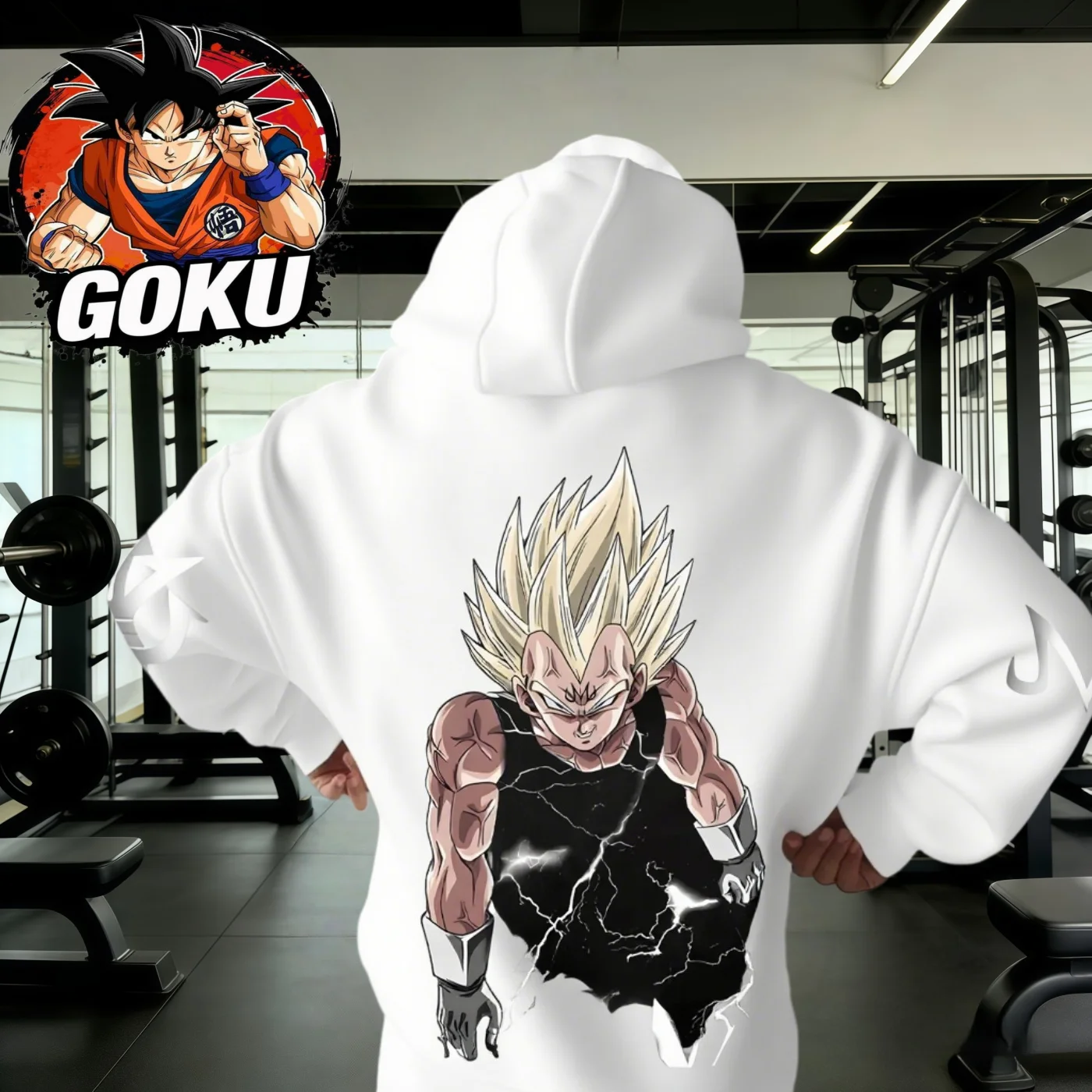 

2026 Autumn Winter Dragon Ball Retro Gym Hoodie 100% Cotton Majin Vegeta Print Oversized Fitness Streetwear for Men Women