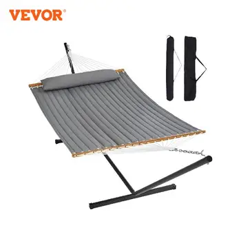 VEVOR Two Person Hammock with Stand Included Heavy Duty 480lb Capacity with 12FT Steel Stand & Portable Carrying Bag & Pillow