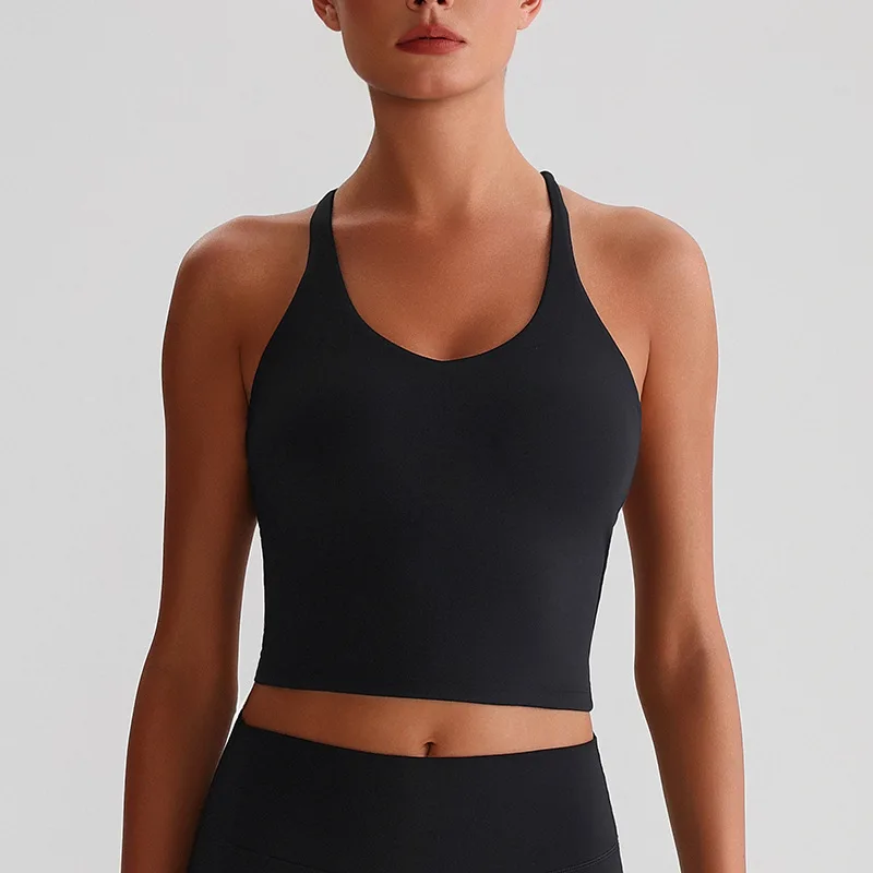 Sexy Cross Back Sports Bra Women Tight Butter Soft Yoga Vest Gym Workout Top with Chest Pad Elastic Fitness Underwear