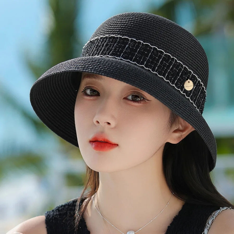

Retro Sunscreen Straw Hat Summer Ladies Sun Fashion Versatile UV Straw Soft Breathable