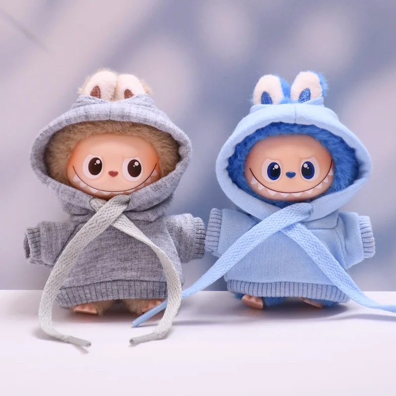 Vêtements de poupée pour Mini Labubu 4.0 10cm, sweat-shirt à capuche de couleur unie avec cordon de serrage, plusieurs couleurs disponibles