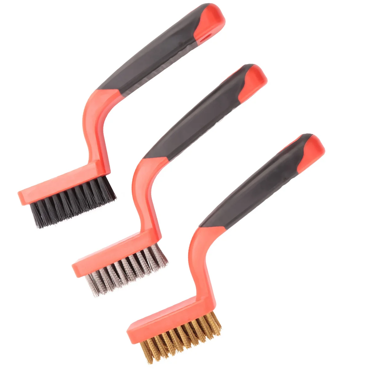 3Pcs Wire Brush Cleaning Brush Set Dirt Paint Scrubbing Stripper Brush with Soft Wide Curved Handle