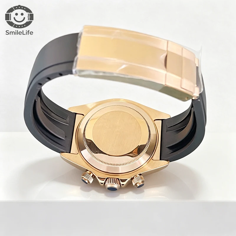 SmileLife 39 mm Dayton VK63 Uhrengehäuse mit schwarzem Kautschukarmband, Saphirglas, passend für VK63 Quarzwerk, Uhrenzubehör – Detail 14
