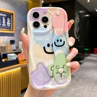 Happy Face Wrist Strap Case For Huawei P60 P70 Ultra P50 P30 P40 Pro Lite Honor 300 200 90 50 70 Nova 11 Pro Phone Holder Case