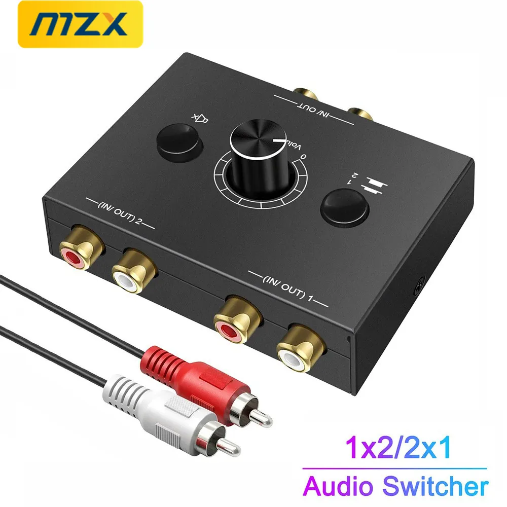 

2-в-1-выход 1-в-2-выход аудиопереключатель-разветвитель двунаправленный переключатель кнопка отключения звука L/R RCA стереозвук адаптер усилитель мощности
