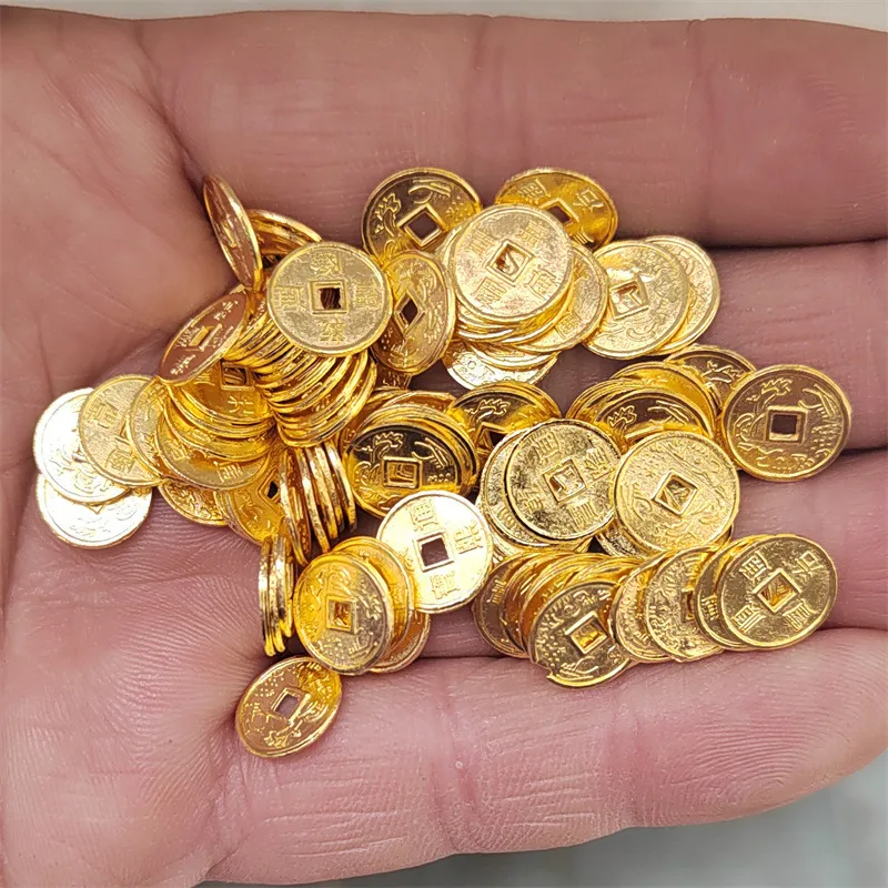 Gold Copper Coins Treasure Desktop Ornaments Brass Core Fake Gold Block Craft Collection Tree Ornaments Pendants Treasure Coins