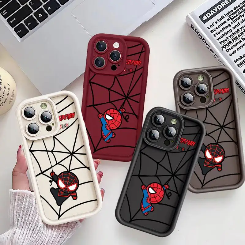 phone cases for Apple iPhone 15 13 14 12 11 Pro Max XS 7 XR 14Plus 8 X Angel Eye Ladder funda Cover Avengers Cartoon Spider-Man