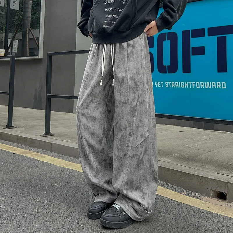 

Мужские повседневные брюки на подкладке, свободные прямые широкие брюки на осень-зиму, удобные свободные спортивные брюки