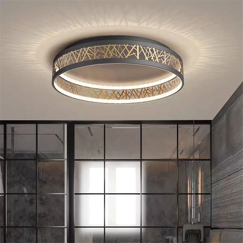 

Retro LED ring Ceiling chandelier Art Deco iron mesh lamp Home Bedroom decoration Study Room Dimmable Hotel Birdnest Lamp