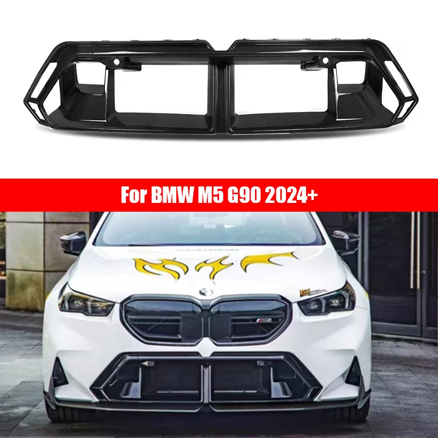 

For BMW M5 G90 2024+ Dry Carbon Fiber Racing Grills Front Bumper Air Vent Cover Trim Foglamp Mesh Grill Frame Upgrade body kit