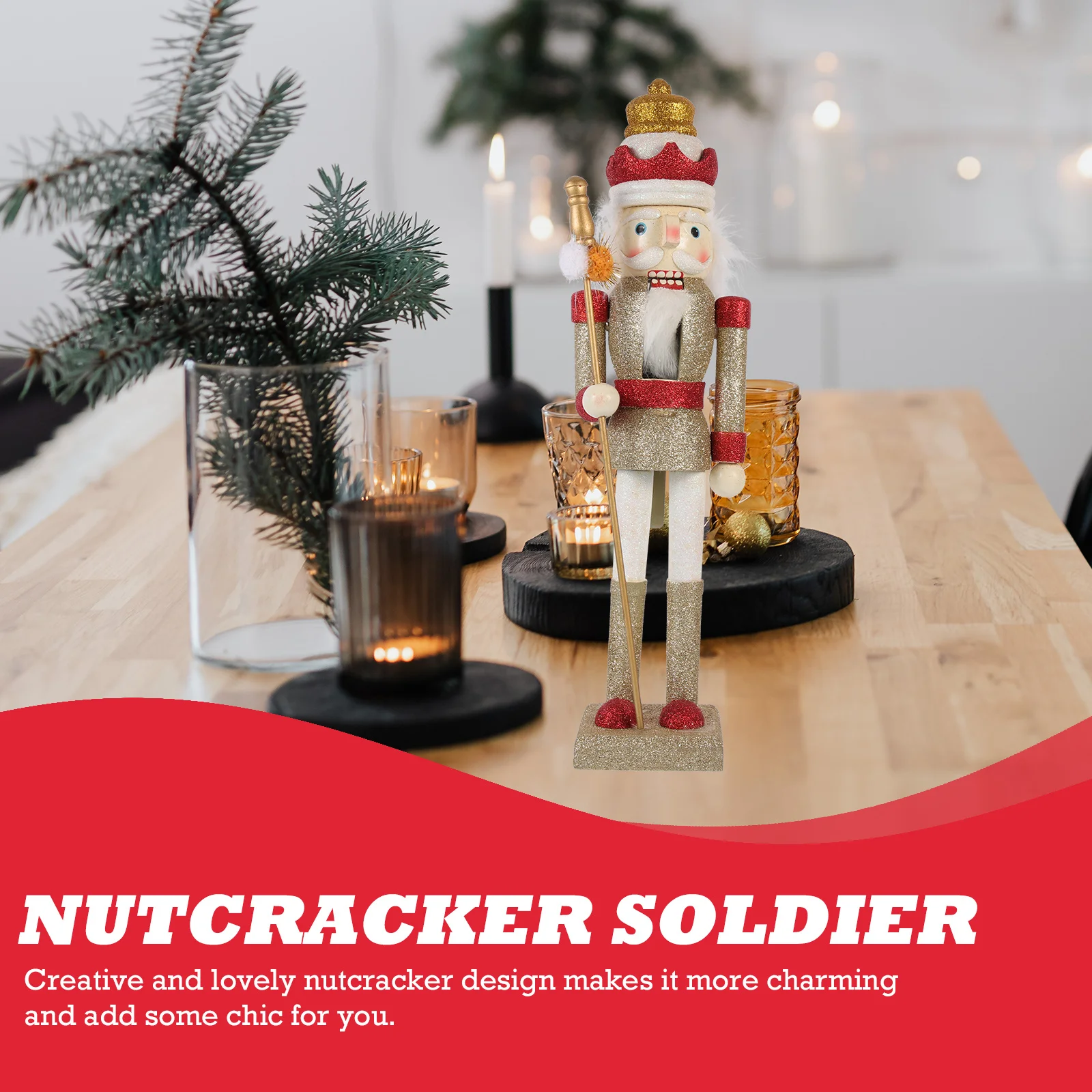 

Nutcracker Soldier Decor Christmas Wooden Nutcracker Soldier Classic Design Home Car Office Gift Xmas Table Ornament