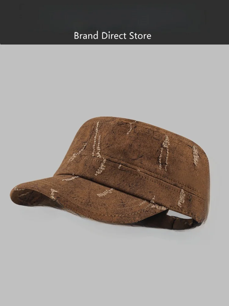 rouiiefao-chapeau-plat-vintage-delave-pour-femme-printemps-Ete-decontracte-polyvalent-amincissant-le-visage-casquette-a-visiere-courbe-taille-ajustable