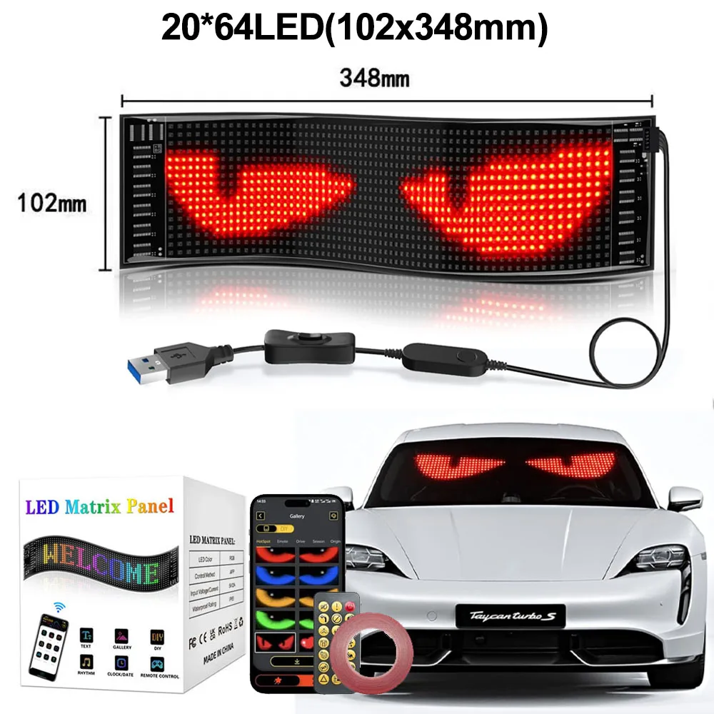 16*32 LED Devil Eye Lights voor motorfietsvoorruit, programmeerbaar matrixpixelpaneel met app/afstandsbediening voor motorfiets