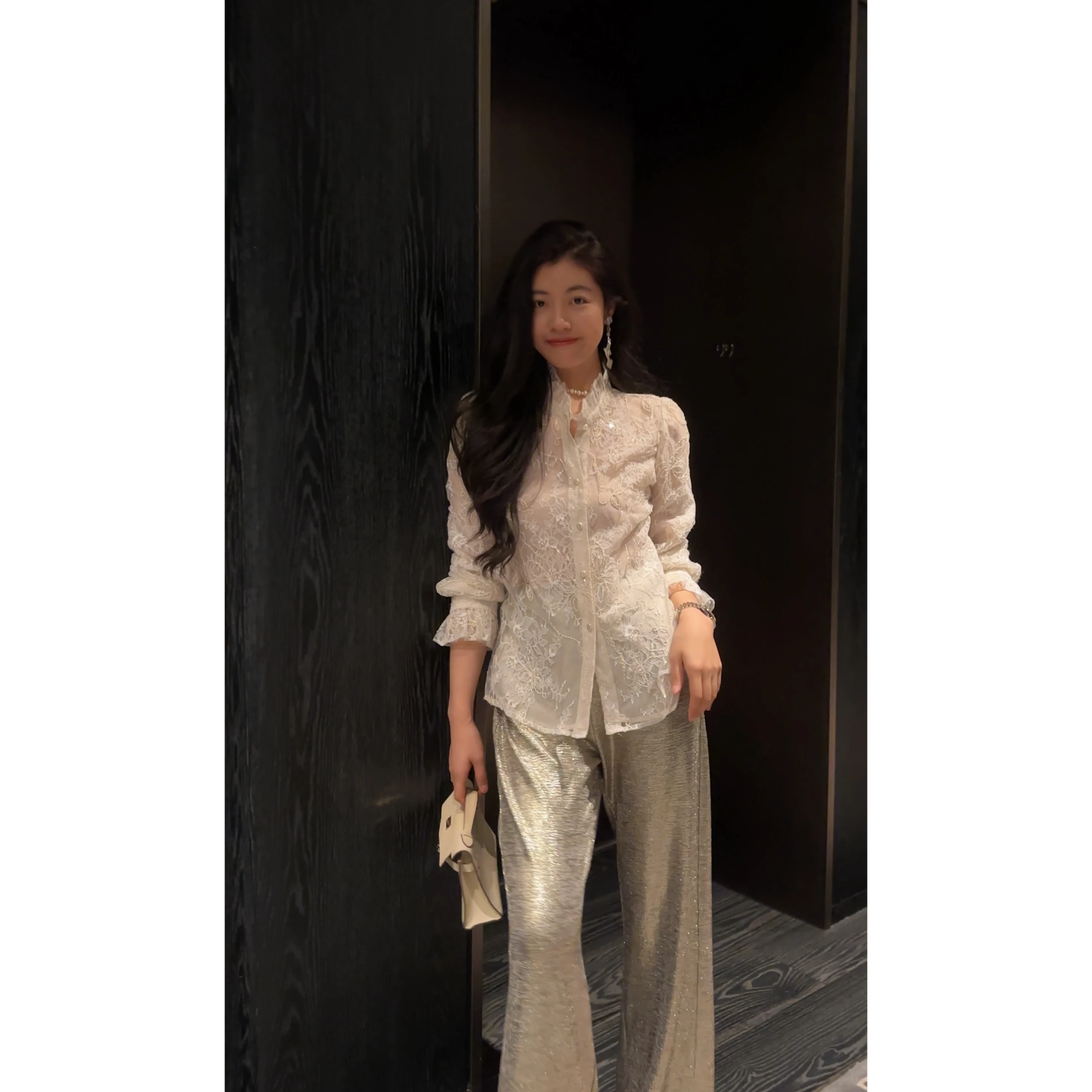 

NCOU Nie Kou Unique Design Embroidered Petal Sve Translucent irt Women's Floral Long Sve round Ne Casual Top