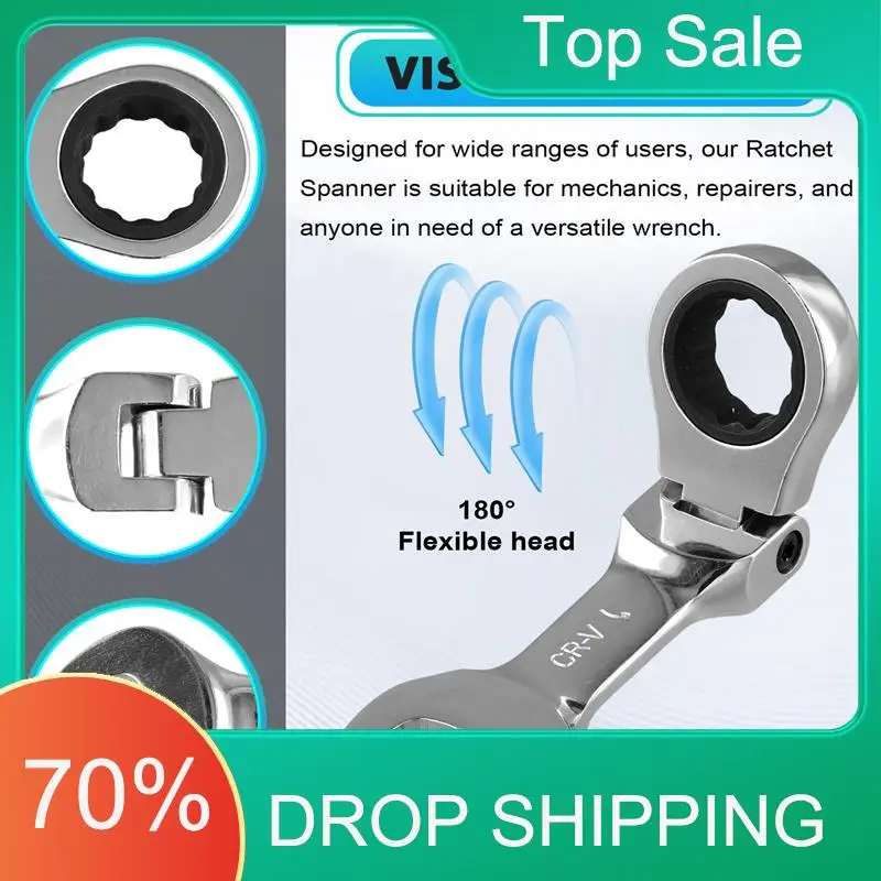 

Короткий гаечный ключ-трещотка с подвижной головкой, быстрозажимной двухсторонний рожковый ключ, ручной инструмент, экономящий усилия ключ для работы с метизами