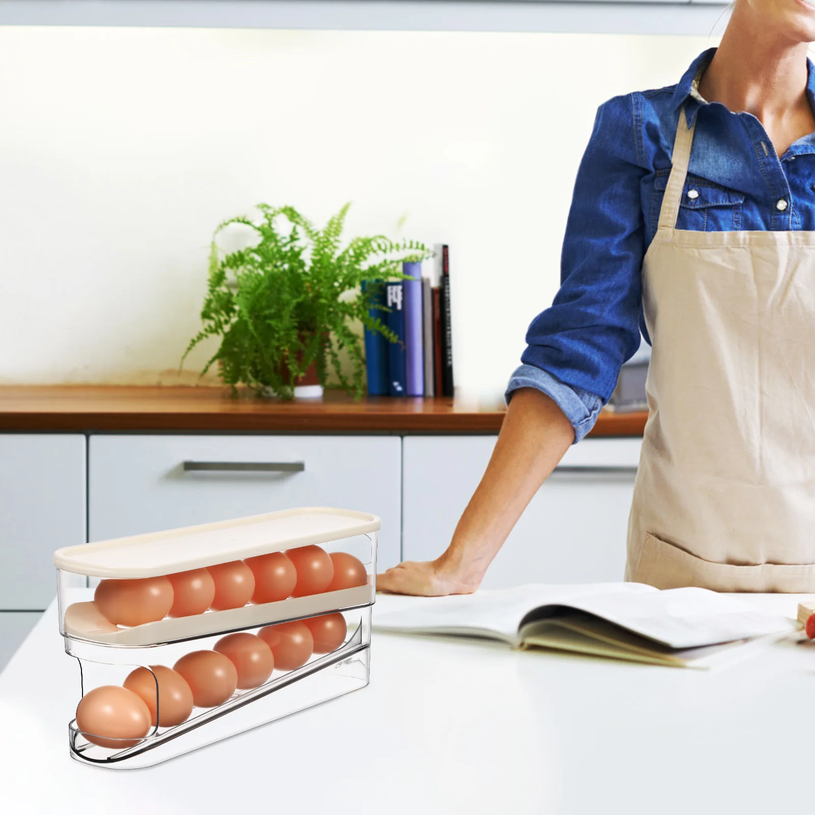 1 قطعة صندوق تخزين للمنزل موزع الأسطوانة الثلاجة المنظم تخزين المطبخ حامل البيض صندوق باب الثلاجة