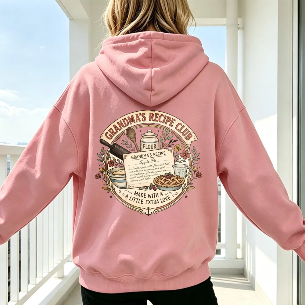 Grandmas Recipe Club Vintage Baking Unisex Sweatshirt Baking Lover Casual Streetwear Hoodie Home Pastry Makers Pullover Gift