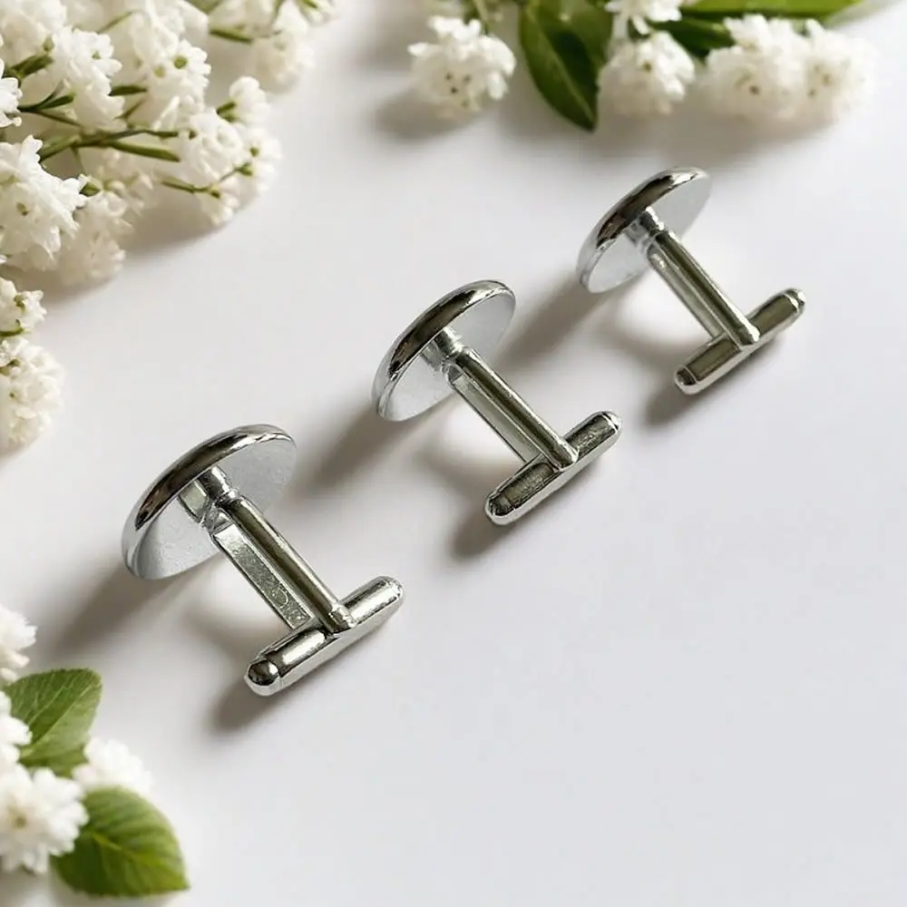 Base de abotoadura de latão, 6 peças, espaços em branco, cabe em 14mm, cabochão, pedra, manguito, configurações de moldura, bandejas, descobertas de joias diy