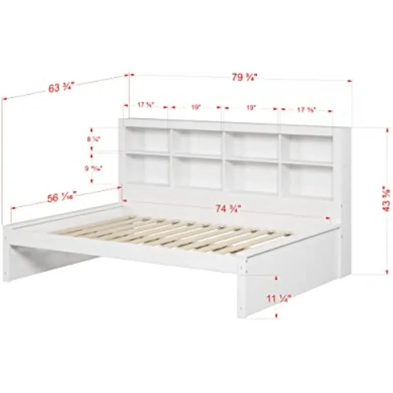 Estantería de día hecha de madera de pino y MDF, diseño de cama de día con un Panel lateral