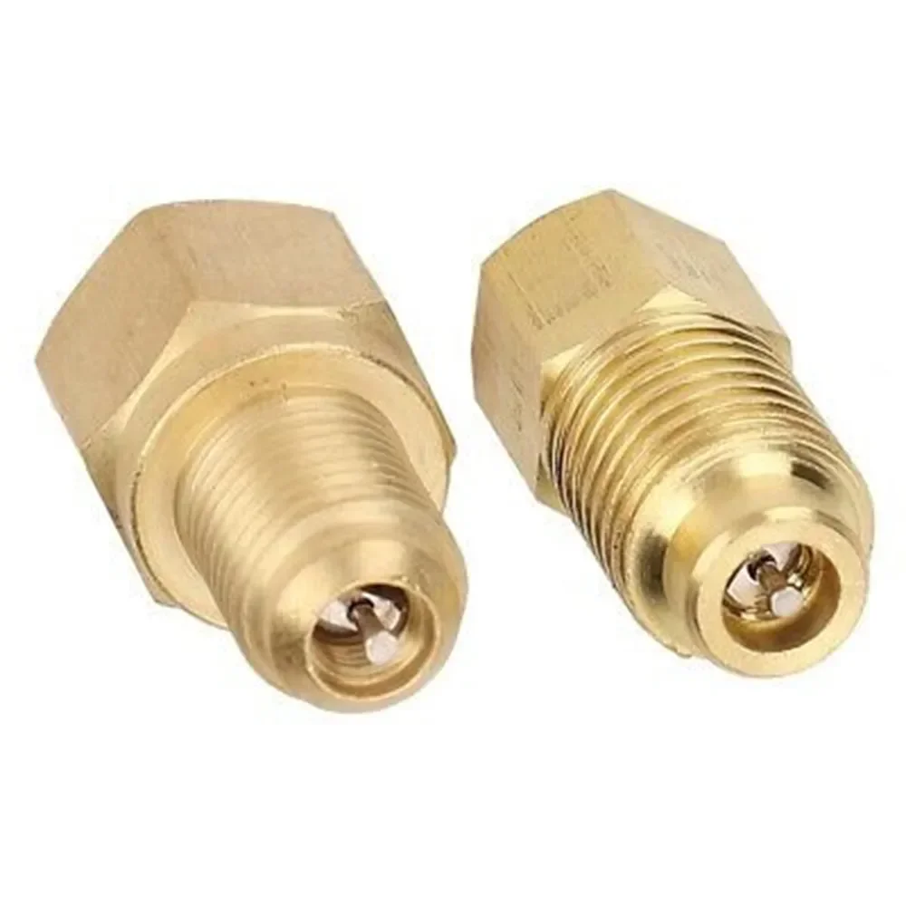 

New Practical Quality R1234yf Adapter R22 1/2” ACME LH 1/4” SAE 2 Pcs Charging Removable Repairing Solid Brass