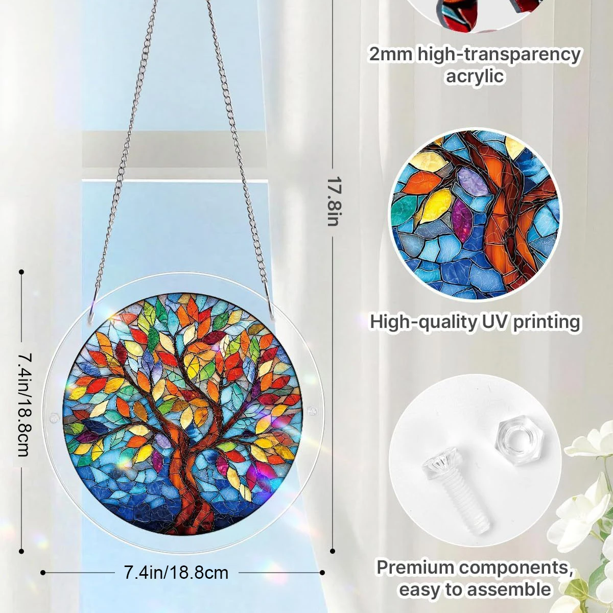 Acrylic Puzzle Suncatcher, Colorful Sun Catchers Suncatcher DIY Window Hanging Home Decor, Birthday Gift for Women Men Wife Mom - view 3