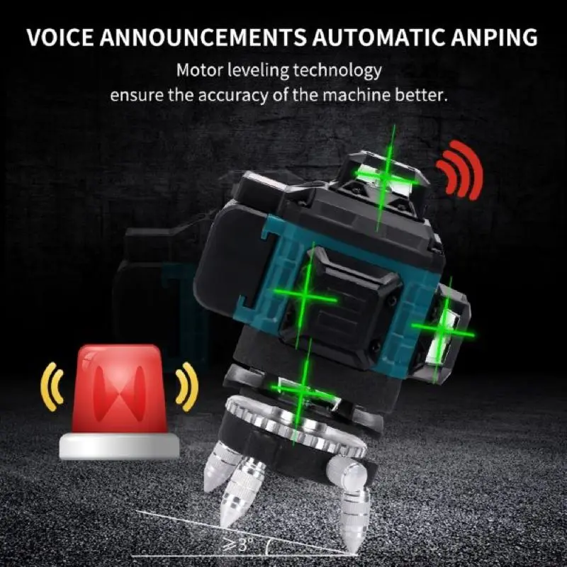 デジタル16ライン4Dグリーン卸売レーザーレベル自動水平調整360度回転レーザーレベルコンボ
