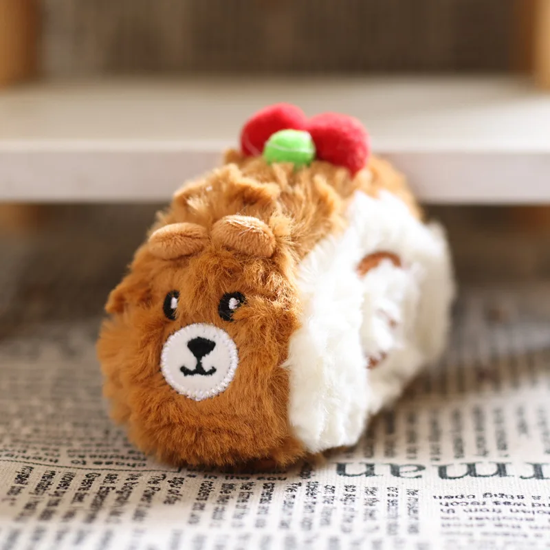 Uroczy pluszowy breloczek w kształcie misia z ciastem, kreatywny prezent urodzinowy, miękki pluszowy misio z ciastem, ozdoba do torby, breloczek.