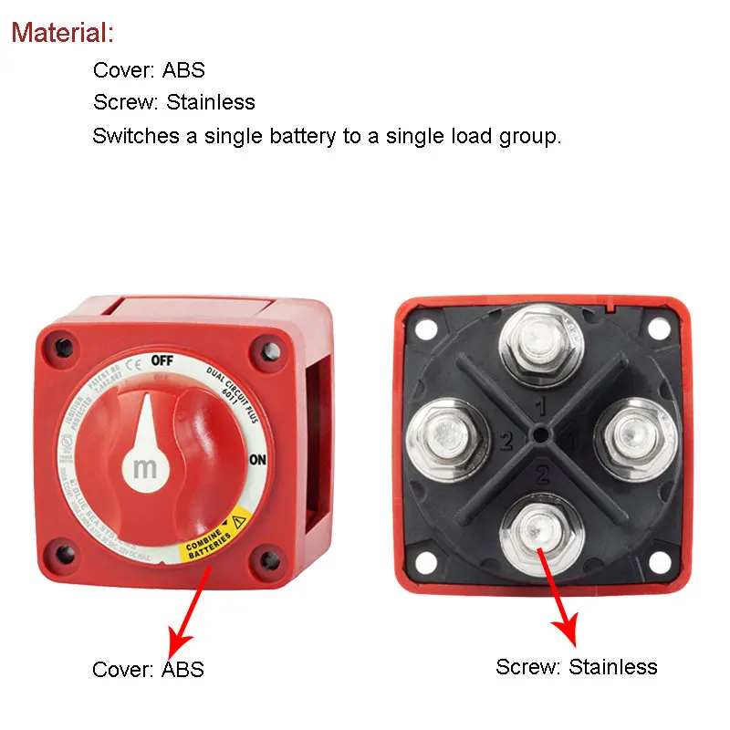 M-Series 2/3/4 Position Mini Battery Switch Waterproof Red 12V 32V 300A Switch For Camper Marine Car RV Truck