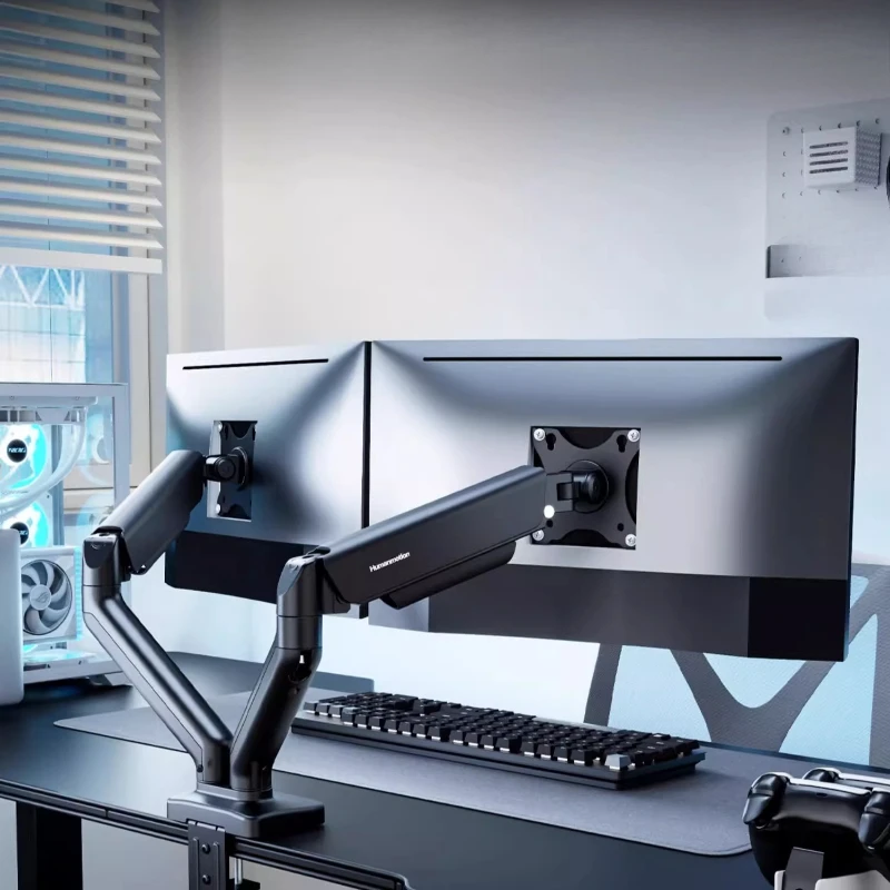 Monitorhalterung, ein Drag Two, Roboterarm, zwei in einem, Doppelarm, Basis für Desktop-Computer. Bildschirm-Ausleger