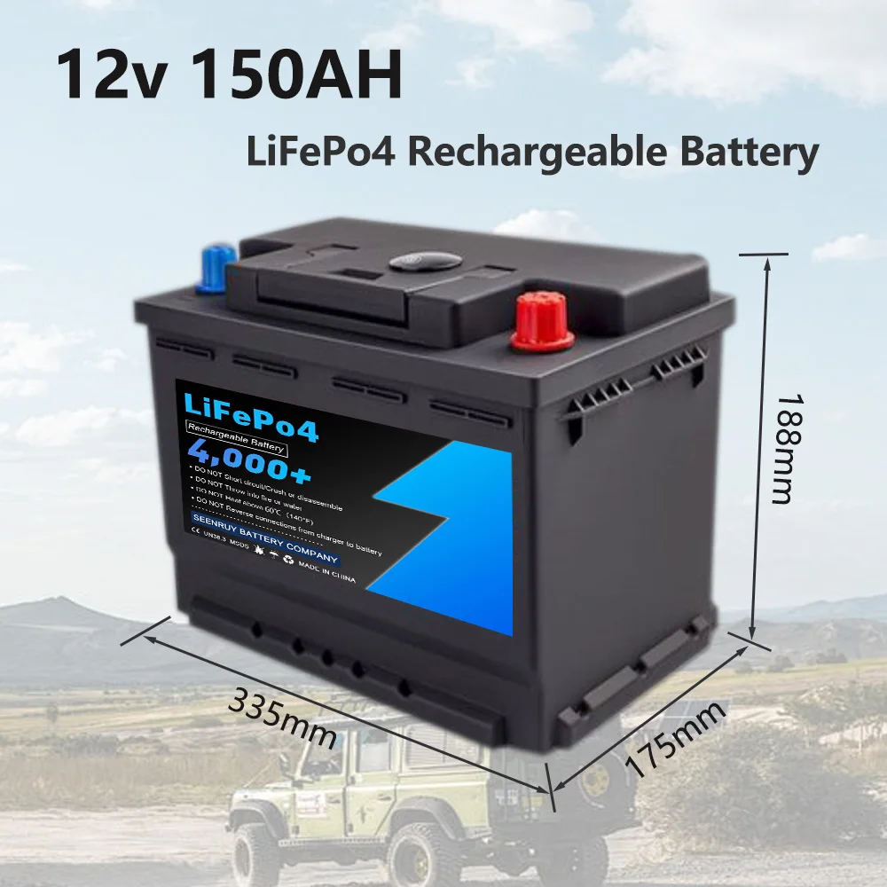 High Safety Starting Battery 12V Lifepo4 Lithium Iron 150AH for Outdoor camping car starts with 10A Charger